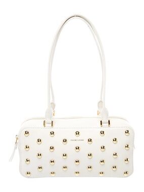 Veronica Beard Studded Boxy Shoulder Bag Off White Gold New with Tags